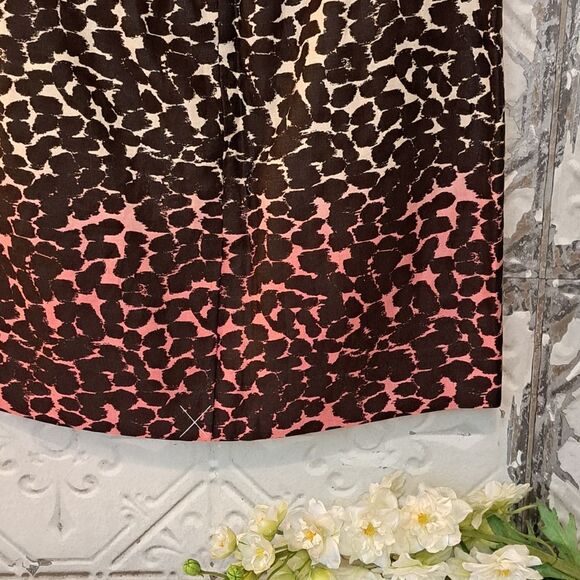 J.CREW MULTI COLOR LEOPARD DESIGN PENCIL LINEN SKIRT SZ 4 - Picture 5 of 11